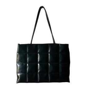 House of Want padded quilted large vegan leather tote bag